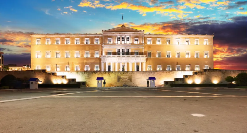 Building,Of,Greek,Parliament,In,Syntagma,Square,,Athens,,Greece Stynagma square